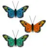 3.25" Feathered Monarch Butterflies with Gator Clip - Glam Set of 3