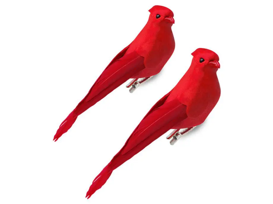 5" Red Cardinals with Gator Clip - Set of 2