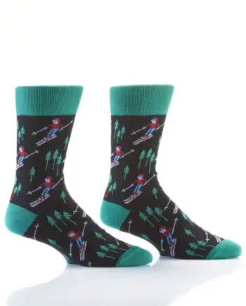 "Swish Swish" Skier Men's Novelty Crew Socks by Yo Sox