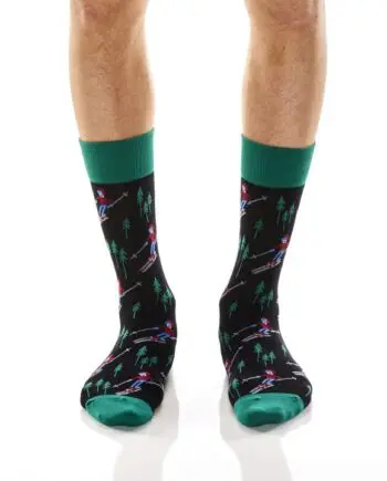 "Swish Swish" Skier Men's Novelty Crew Socks by Yo Sox