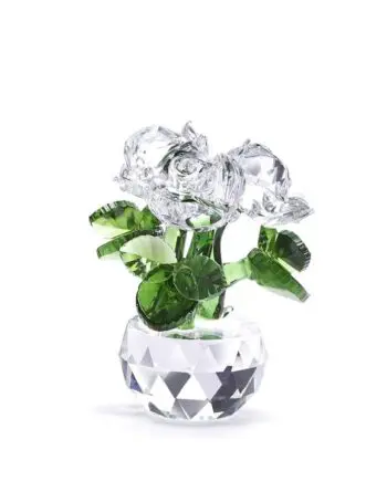 Exquisite Glass Vase with Three Clear Roses