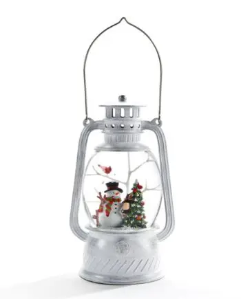 8.25" LED Lantern with Snowman and Cardinal