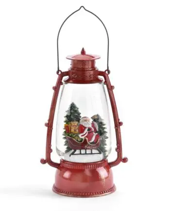 10.8" LED Red Water Lantern with Santa