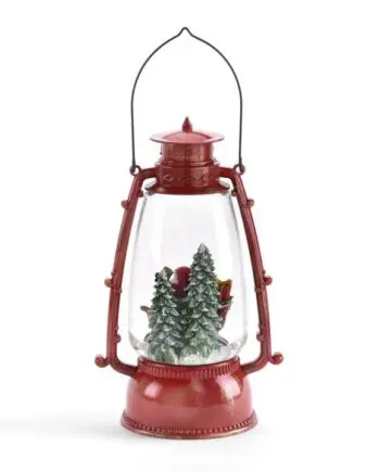 10.8" LED Red Water Lantern with Santa