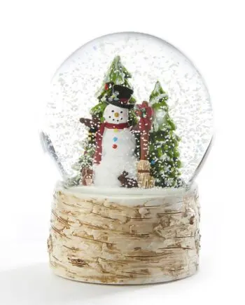 4" Snow Globe with Snowman on Birchlike Base