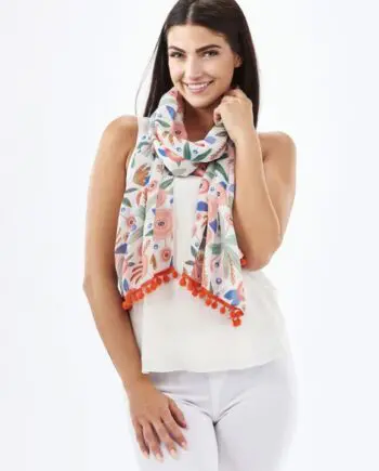 Cute Polyester Scarfs with Pompom Trim