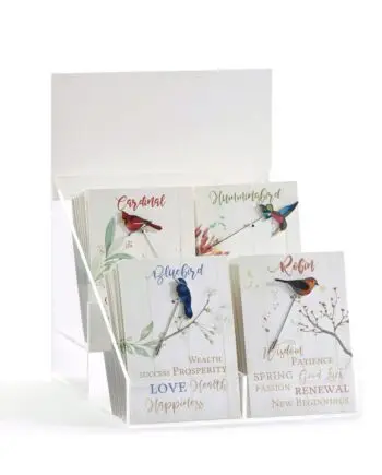 Colourful Bird Lapel Pins with Sentiment Card