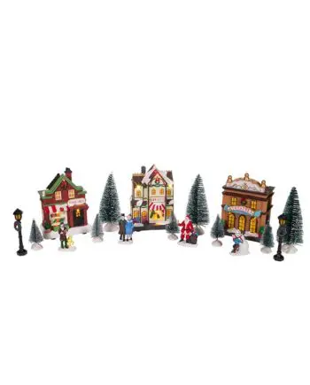 5.5" LED Light-Up Christmas Village (17 Pieces Set)