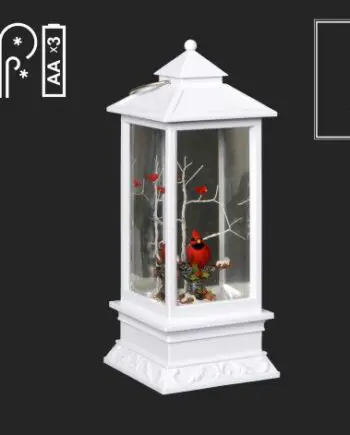 11" LED Swirling Water Lantern With 3 Cardinals