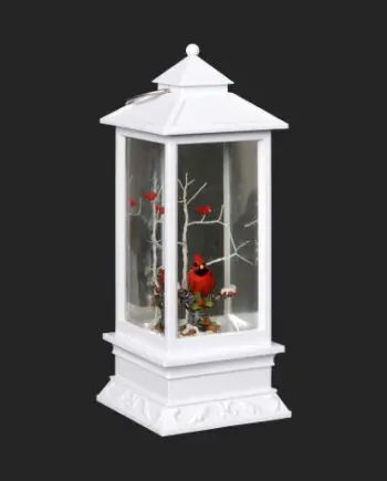 11" LED Swirling Water Lantern With 3 Cardinals