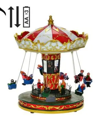 8" LED Musical Christmas Carousel with Swings