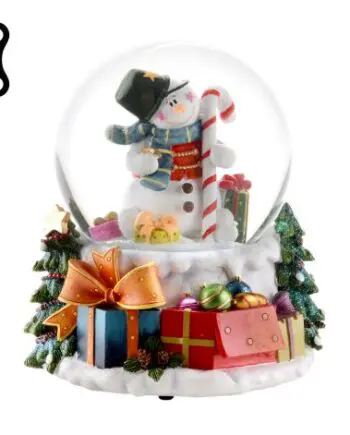 6" Frosty the Snowman with Candy Cane Wind Up Musical Water Globe