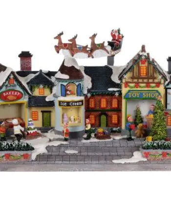 10" LED Village & Flyng Santa with Music & Motion