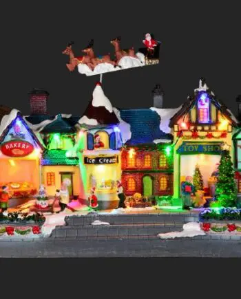 10" LED Village & Flyng Santa with Music & Motion