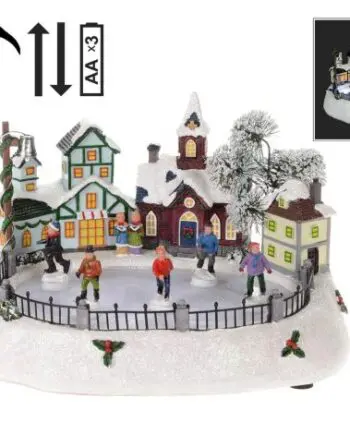 10" x 8" x 6" LED Village & Skating Rink with Music & Motion