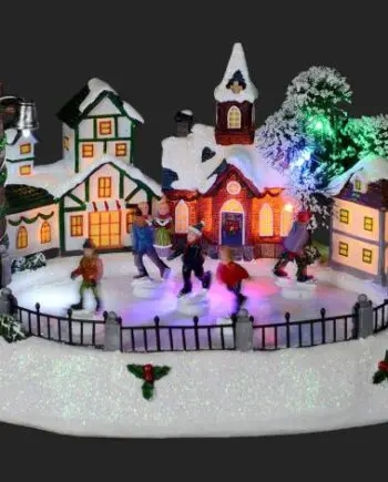 10" x 8" x 6" LED Village & Skating Rink with Music & Motion