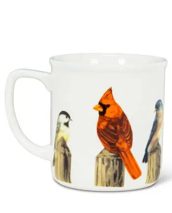 4" Birds on Fence Post Mug