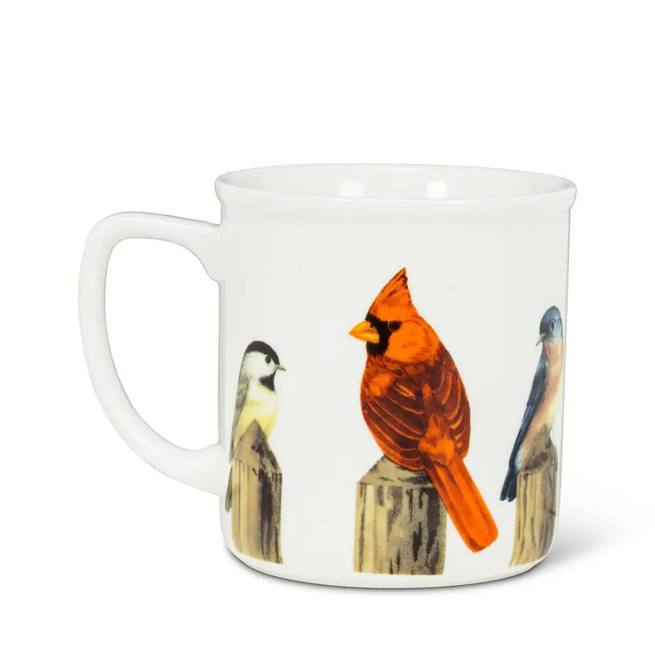 4" Birds on Fence Post Mug