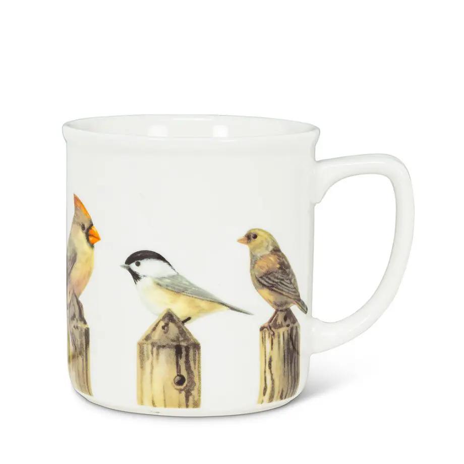 4" Birds on Fence Post Mug