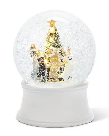 5.75" Dancing Dogs with LED Tree Snow Globe