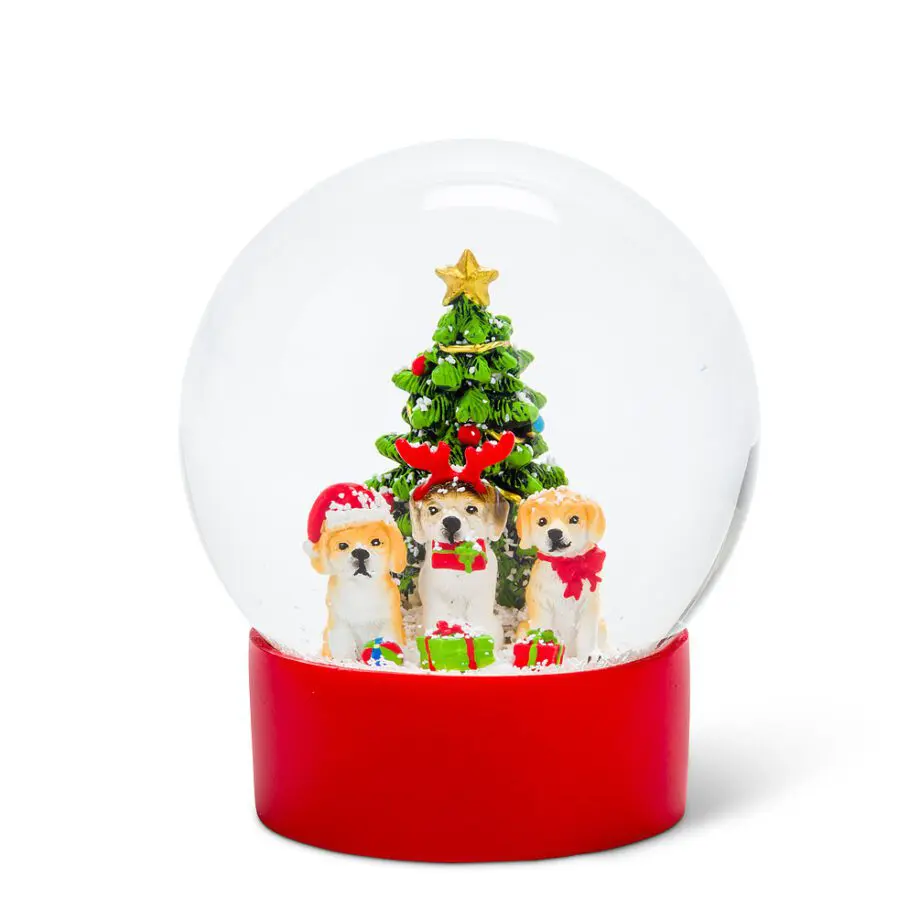 5" Dog Trio with Tree Snow Globe