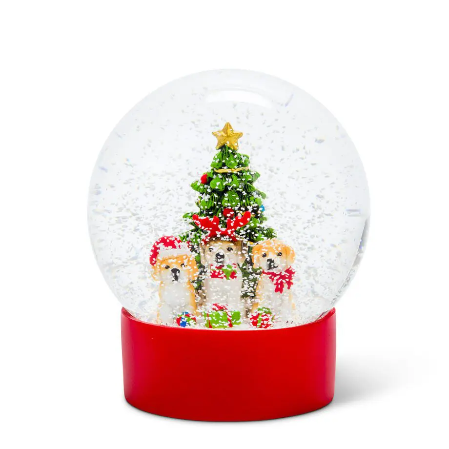 5" Dog Trio with Tree Snow Globe