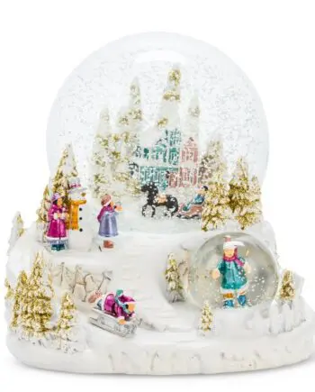 6.5" Large Village Music Double Snow Globe