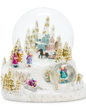 6.5" Large Village Music Double Snow Globe