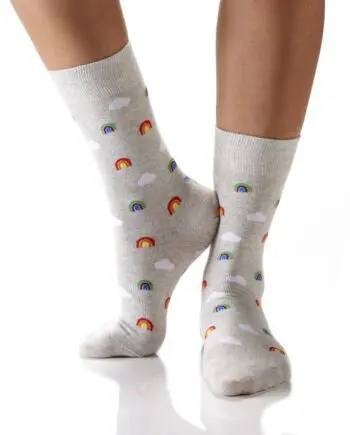 "Teeny Tiny Rainbow" Women's Novelty Crew Socks by Yo Sox