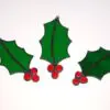 "Holly with Berries" Handmade Stained Glass Ornaments