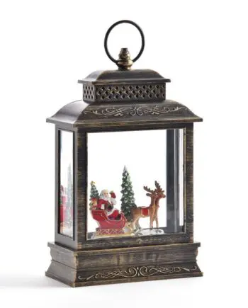 10.4" LED Water Lantern Santa in Sleigh