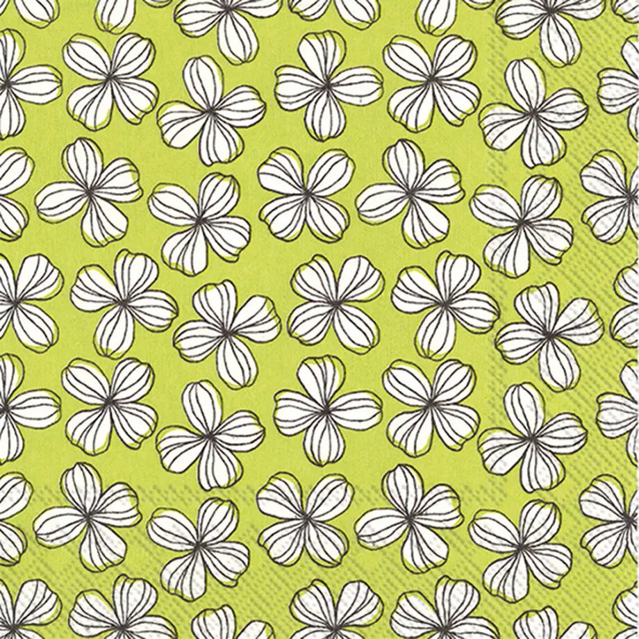 "Lime Green Graphic Flower" Luncheon Napkins