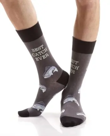 "Best Catch Ever" Men's Novelty Crew Socks by Yo Sox