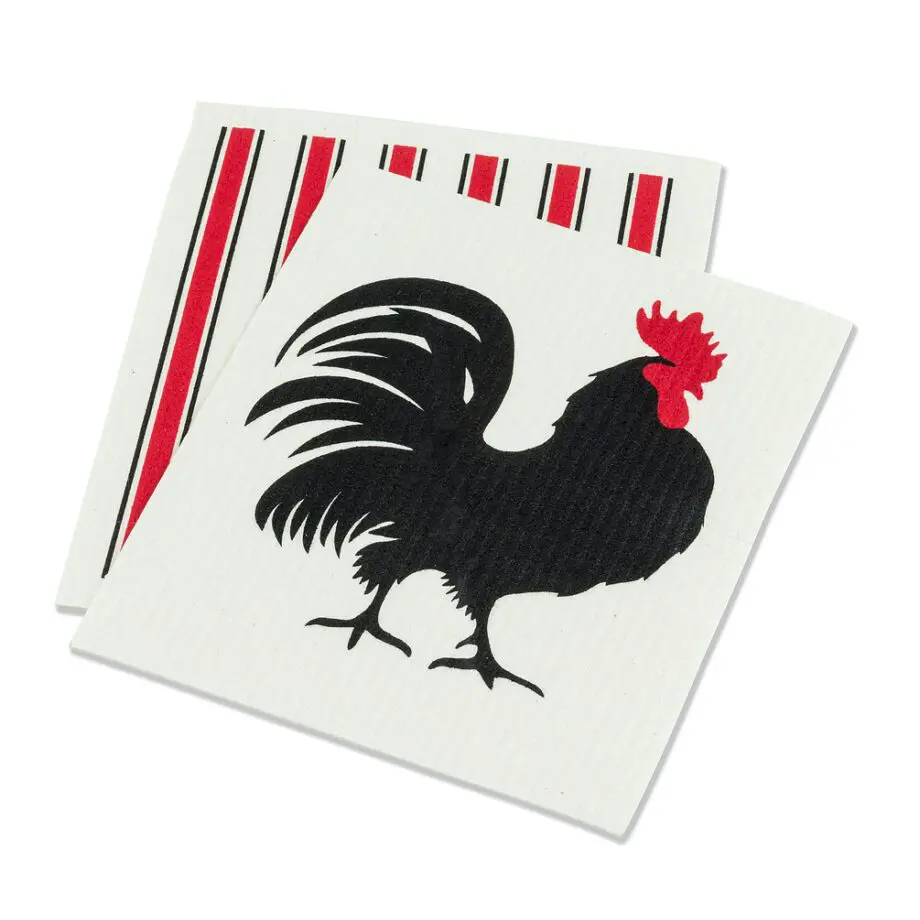 "Rooster & Stripe" Amazing Swedish Dishcloths Set of 2