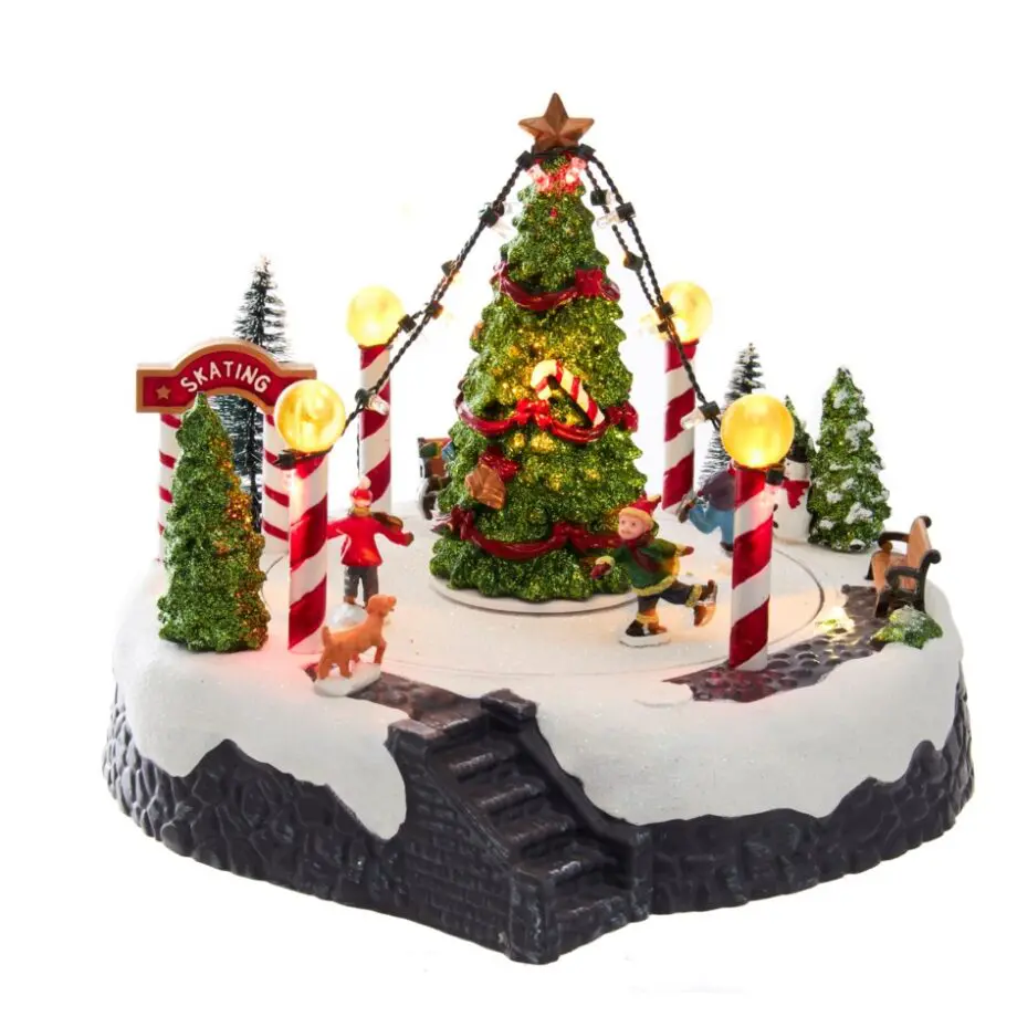 7" Musical LED Lighted Ice Rink with Trees Table Decor