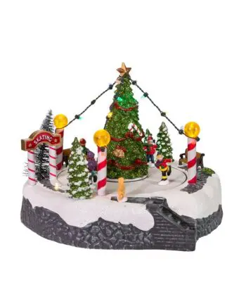 7" Musical LED Lighted Ice Rink with Trees Table Decor