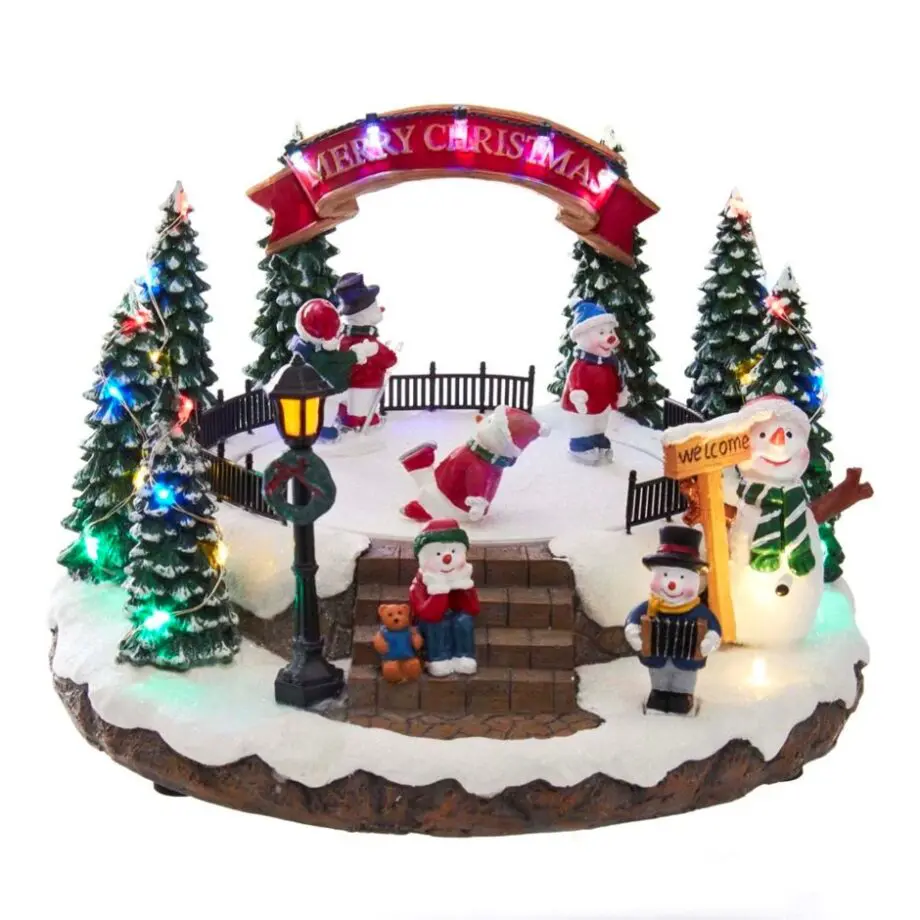 6" LED Musical Snowman Ice Rink Table Decor