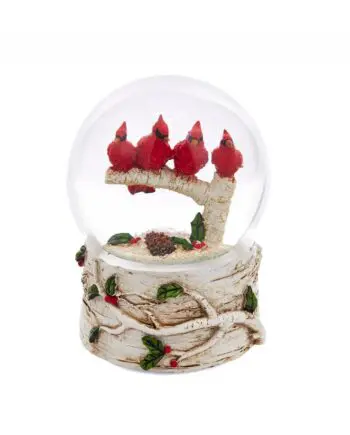 100MM Musical Cardinals Sitting on Tree Branch Water Globe