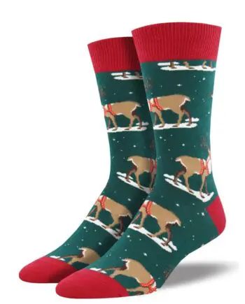 "Winter Reindeer" Men's Novelty Crew Socks by Socksmith