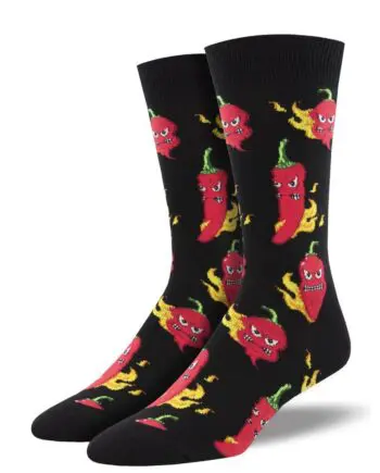 "Hot Stuff" Peppers Men's Novelty Crew Socks by Socksmith