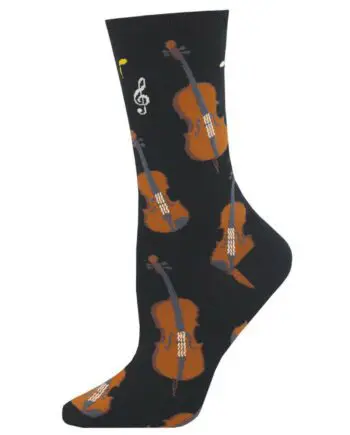 "Strings" Violin Women's Novelty Crew Socks by Socksmith