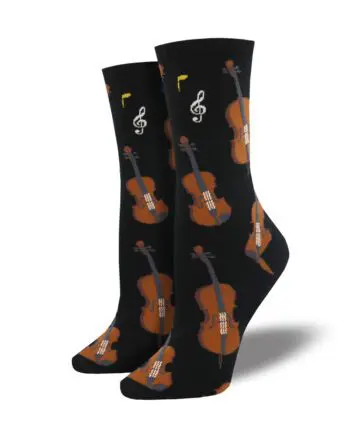 "Strings" Violin Women's Novelty Crew Socks by Socksmith