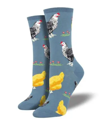 "Bock Bock" Chickens Women's Novelty Crew Socks by Socksmith