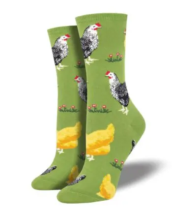 "Bock Bock" Chickens Women's Novelty Crew Socks by Socksmith