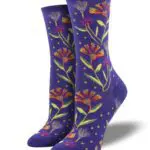 "Wildflowers" Laurel Burch Women's Novelty Crew Socks by Socksmith Purple