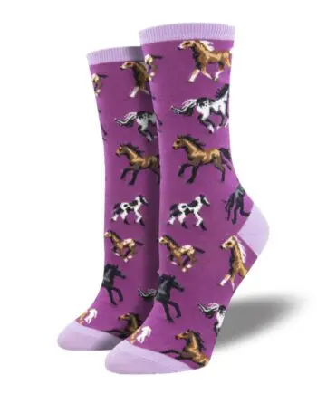 "Joy Ride" Horses Women's Novelty Crew Socks by Socksmith