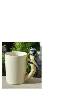 "European Blue Tit" 13.5 oz. White Ceramic Mug with Songbird Design