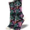 "Alyssa Floral" Women's Novelty Crew Black Socks