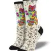 "Maya Cat" Laurel Burch Women's Novelty Crew Socks Ivory