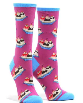 "Banna Split" Women's Novelty Crew Boysenberry Socks